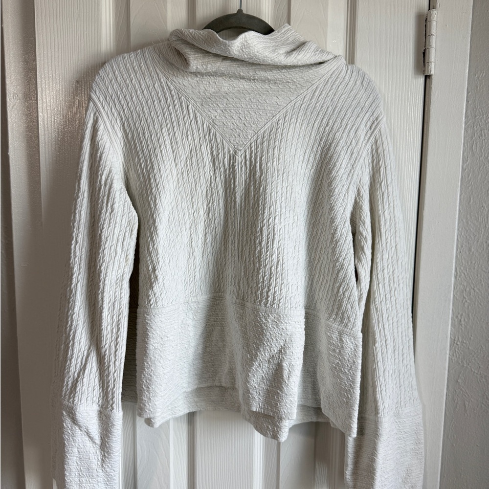 LULULEMON Retreat Yourself Pullover White Knit Bell Sleeve Boho Oversized Crew L - Picture 2 of 8